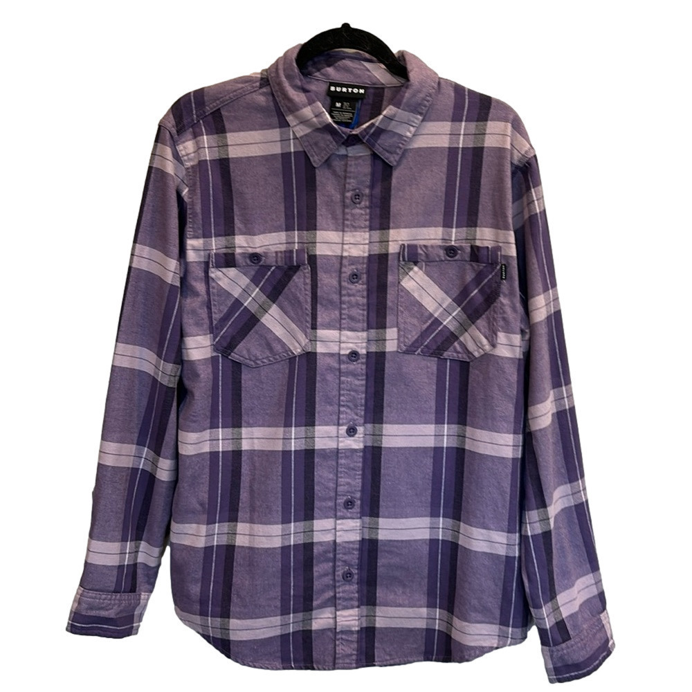 Burton purple plaid soft flannel long sleeve sleeve shirt, size Medium